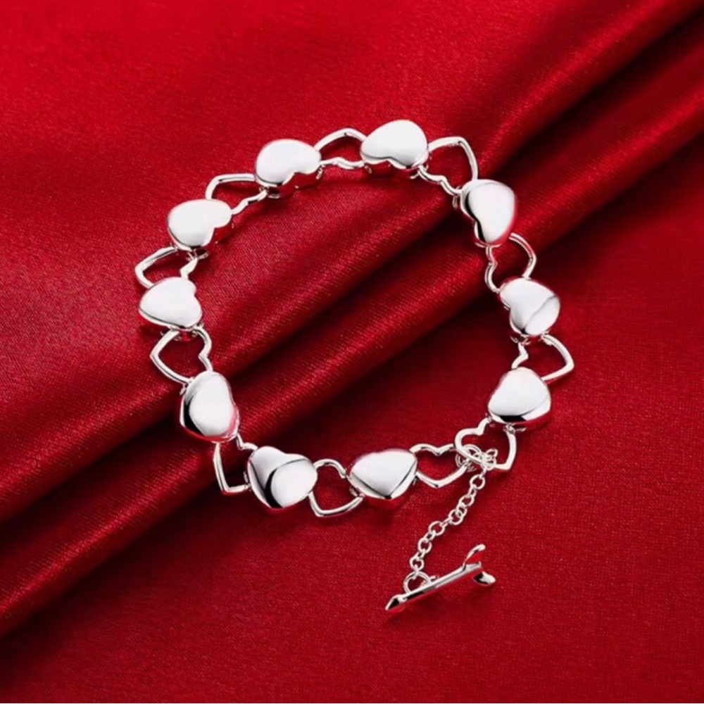 Sterling Silver Heart Link Bracelet